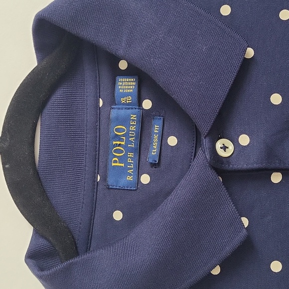 NWOT Polo by Ralph Lauren Navy Polka Dot Men's Shirt. Size XL - Picture 7 of 13